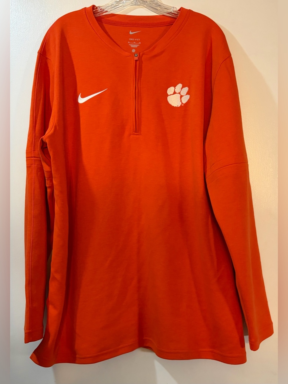 Nike Dri-Fit Clemson Tigers Orange Quarter Zip Pullover Mens XL